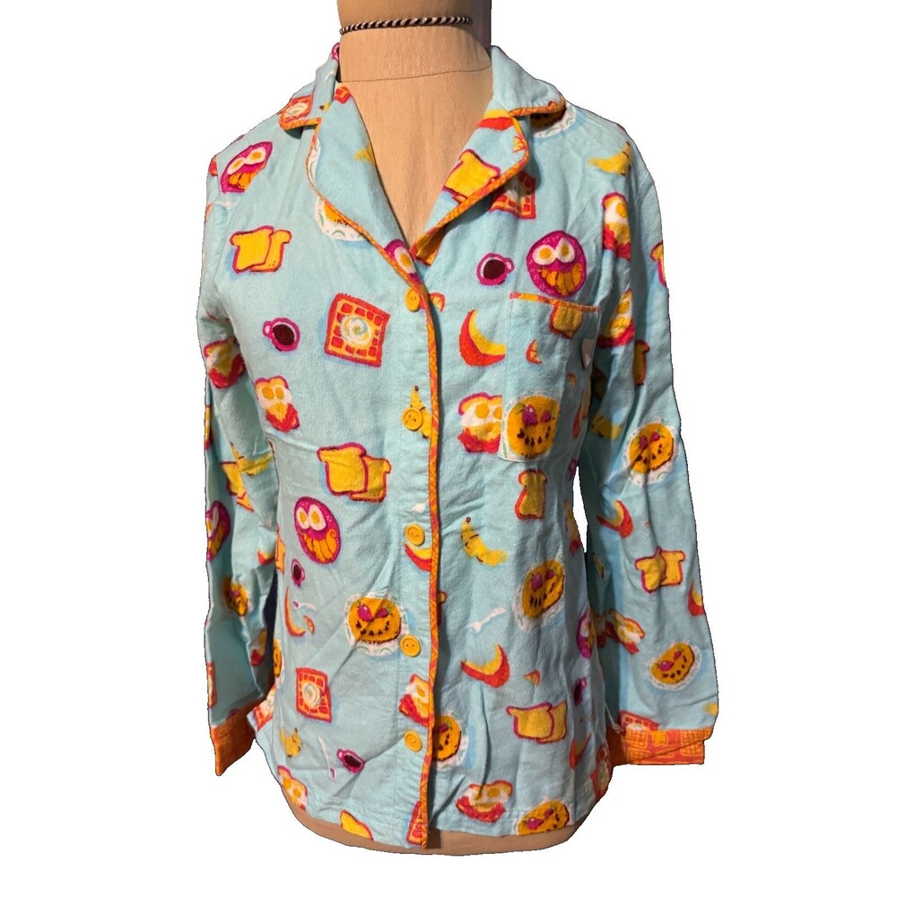 Munki Munki Breakfast Pattern Quirky Whimsical Pajamas Fun Cozy Warm XS